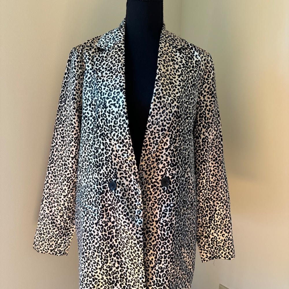 *NINE WEST* Brown x Tan Cheetah Print Long Sleeve Jacket Size Medium NWT
